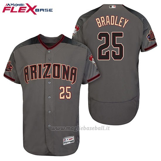 Maglia Baseball Uomo Arizona Diamondbacks 25 Archie Bradley Grigio Nero 20 Anniversario Flex Base